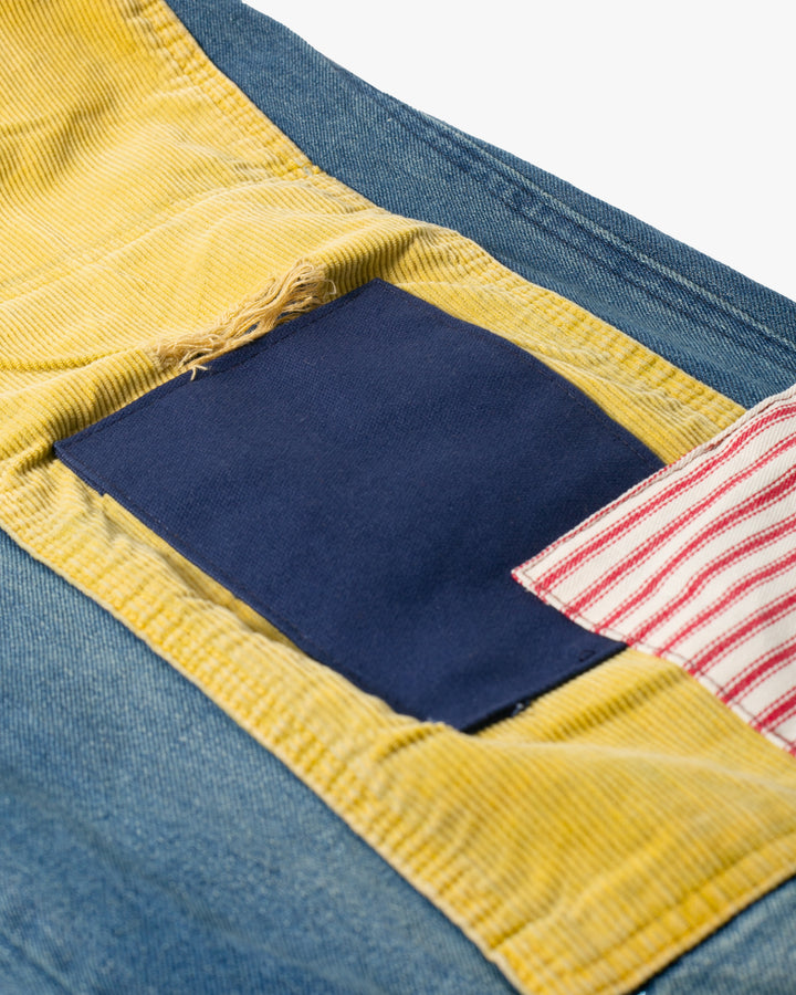 Kiriko Custom Patched Overalls, Colorblock Denim 