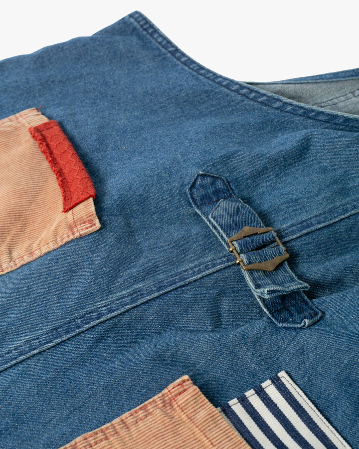 Kiriko Custom Patched Overalls, Colorblock Denim 