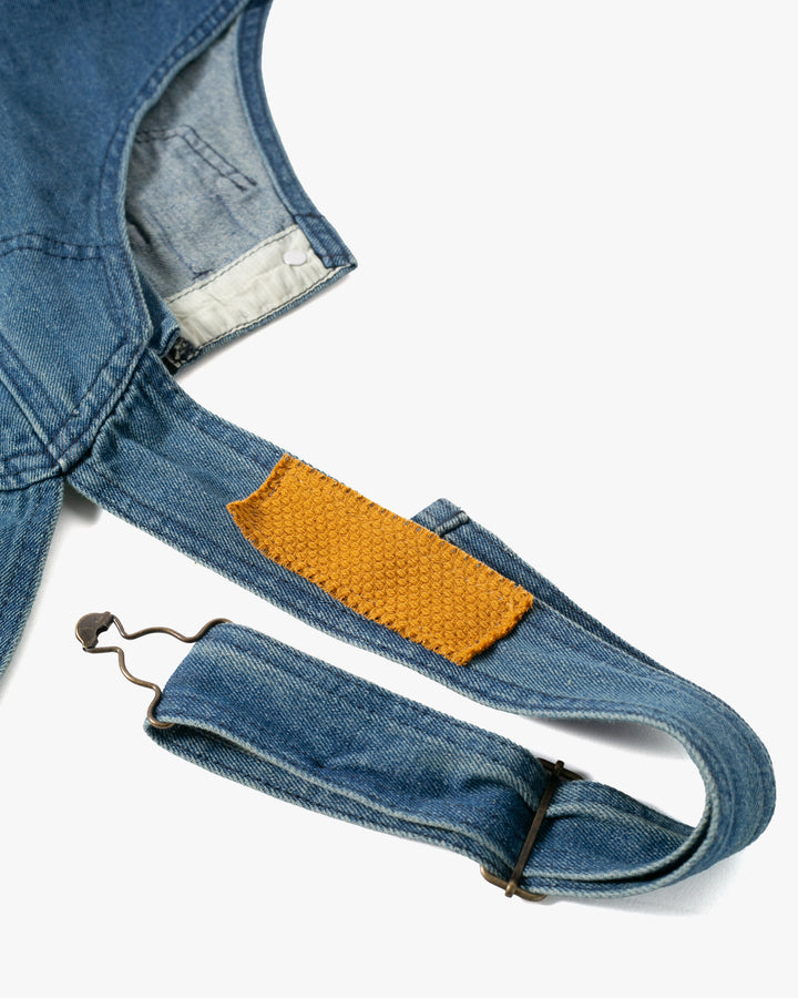Kiriko Custom Patched Overalls, Colorblock Denim 