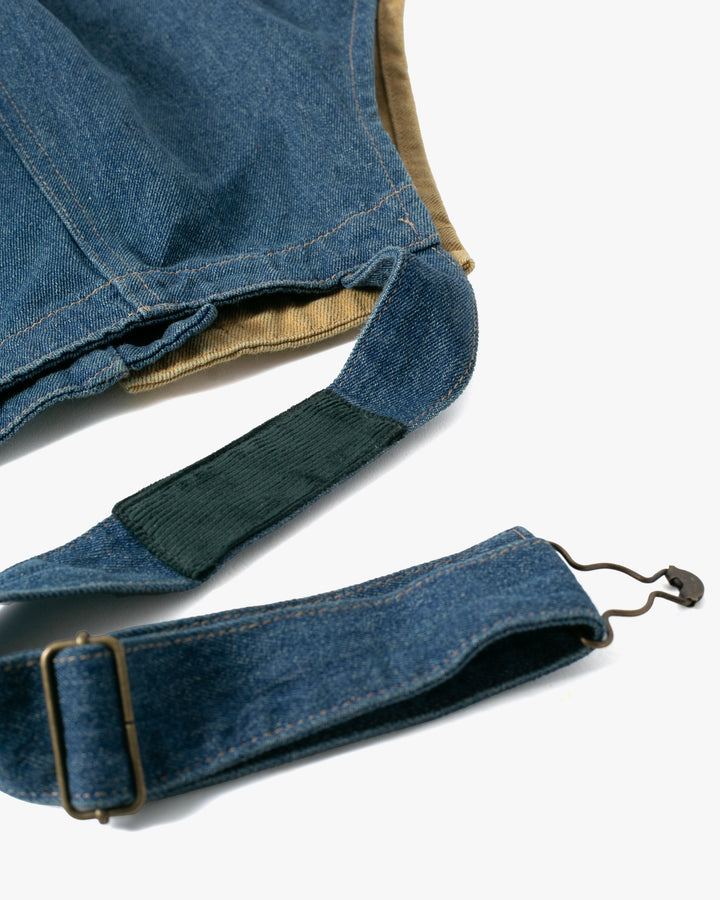 Kiriko Custom Patched Overalls, Colorblock Denim 
