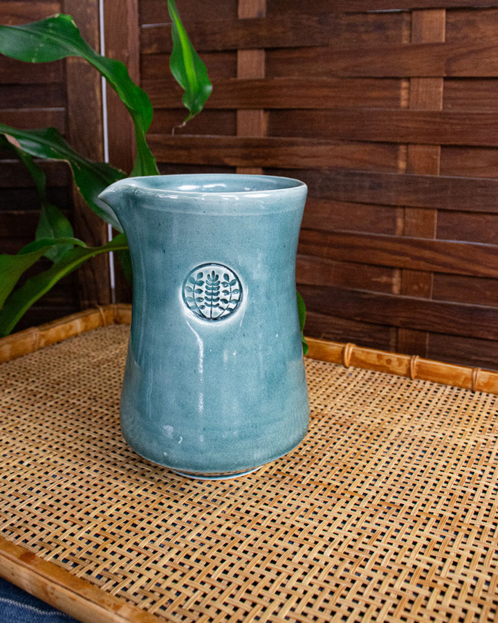 Kelly Pottery x Kiriko Coffee Pot, Short, Glazed Celadon Green