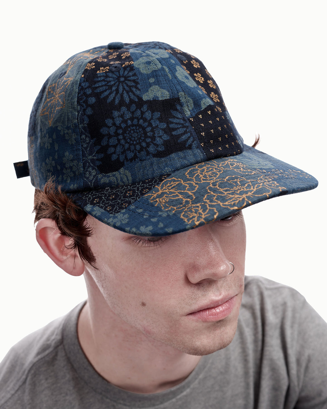 Kiriko Original Cap, 6-Panel, Multi Patchwork, Blue and Gold