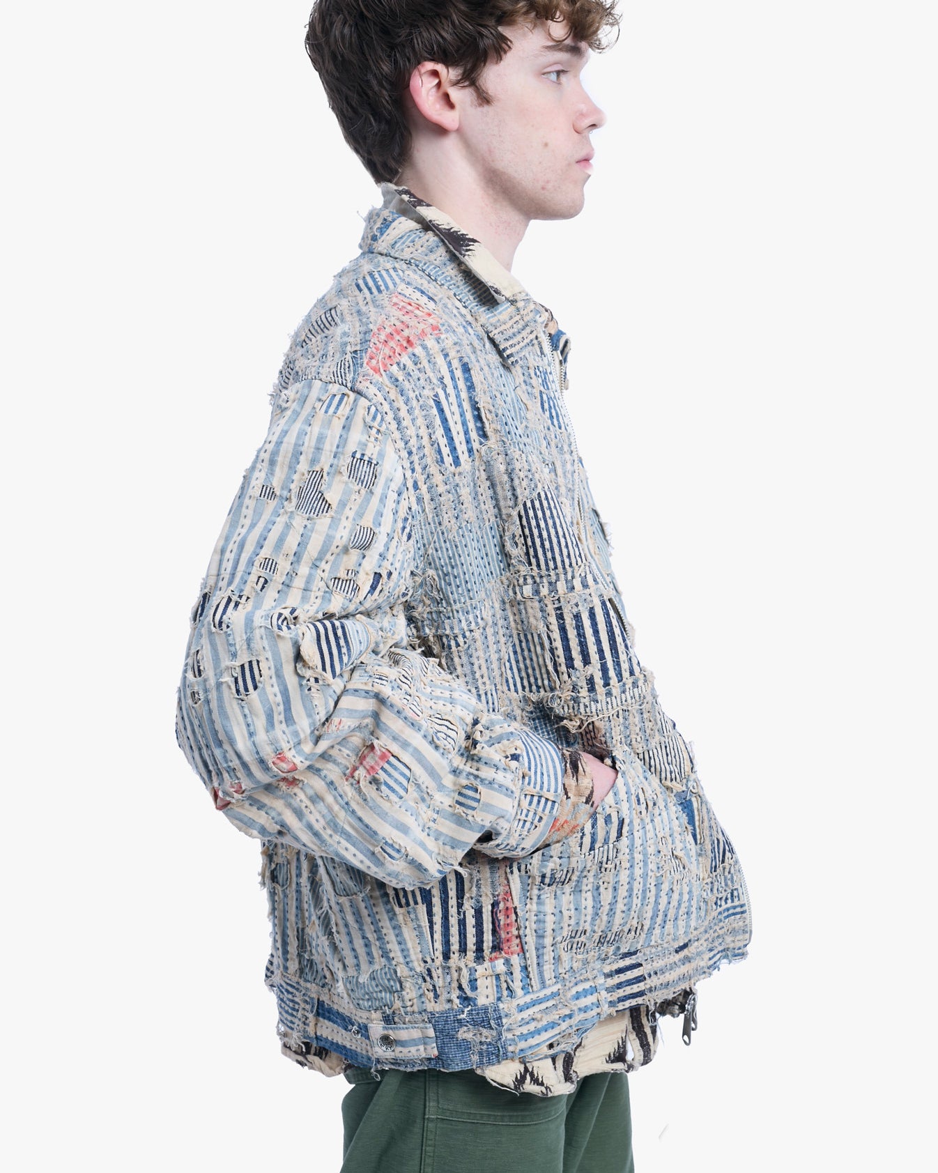 Japanese Repro Denim Jacket, XL, Kapital, Patched Boro, White