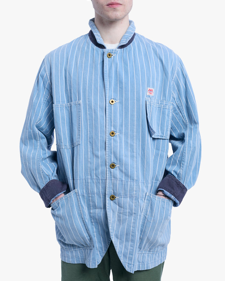 Japanese Repro Chore Coat, L, Kapital, Blue with White Stripes