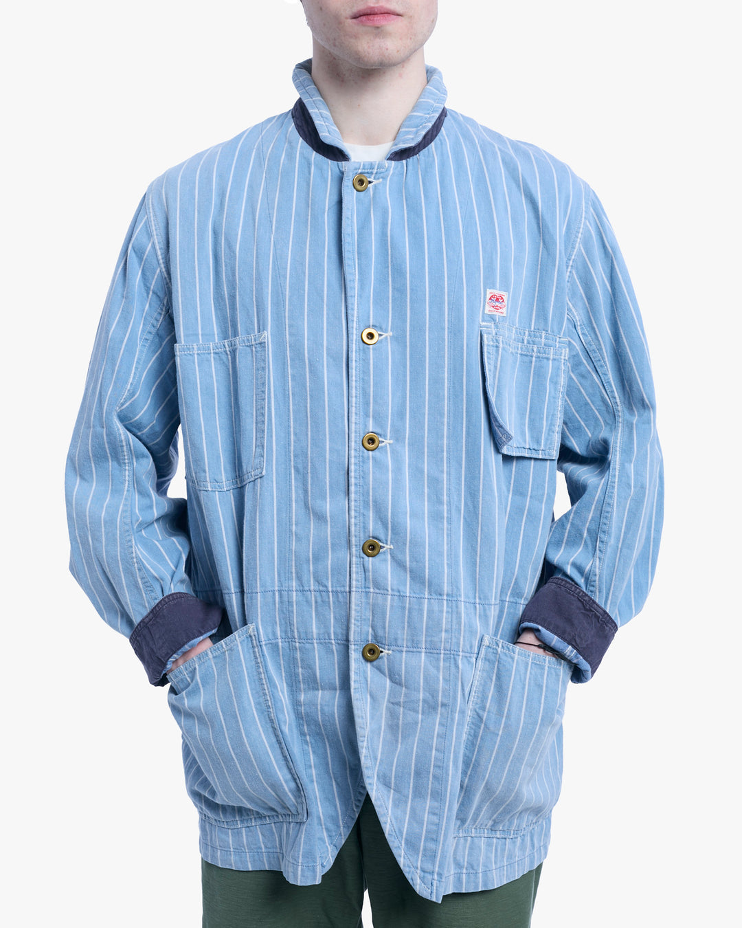 Japanese Repro Chore Coat, L, Kapital, Blue with White Stripes