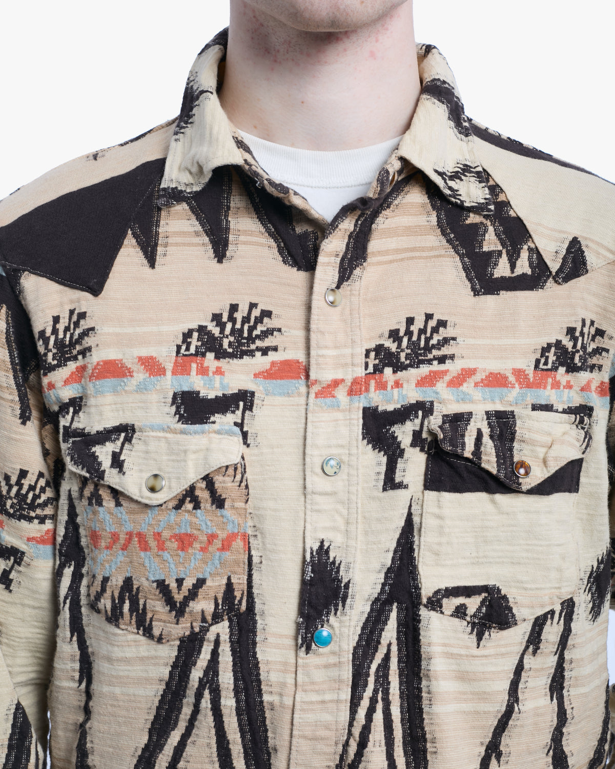 Japanese Repro Shirt, XL, Kapital, Cream with Geometric Details