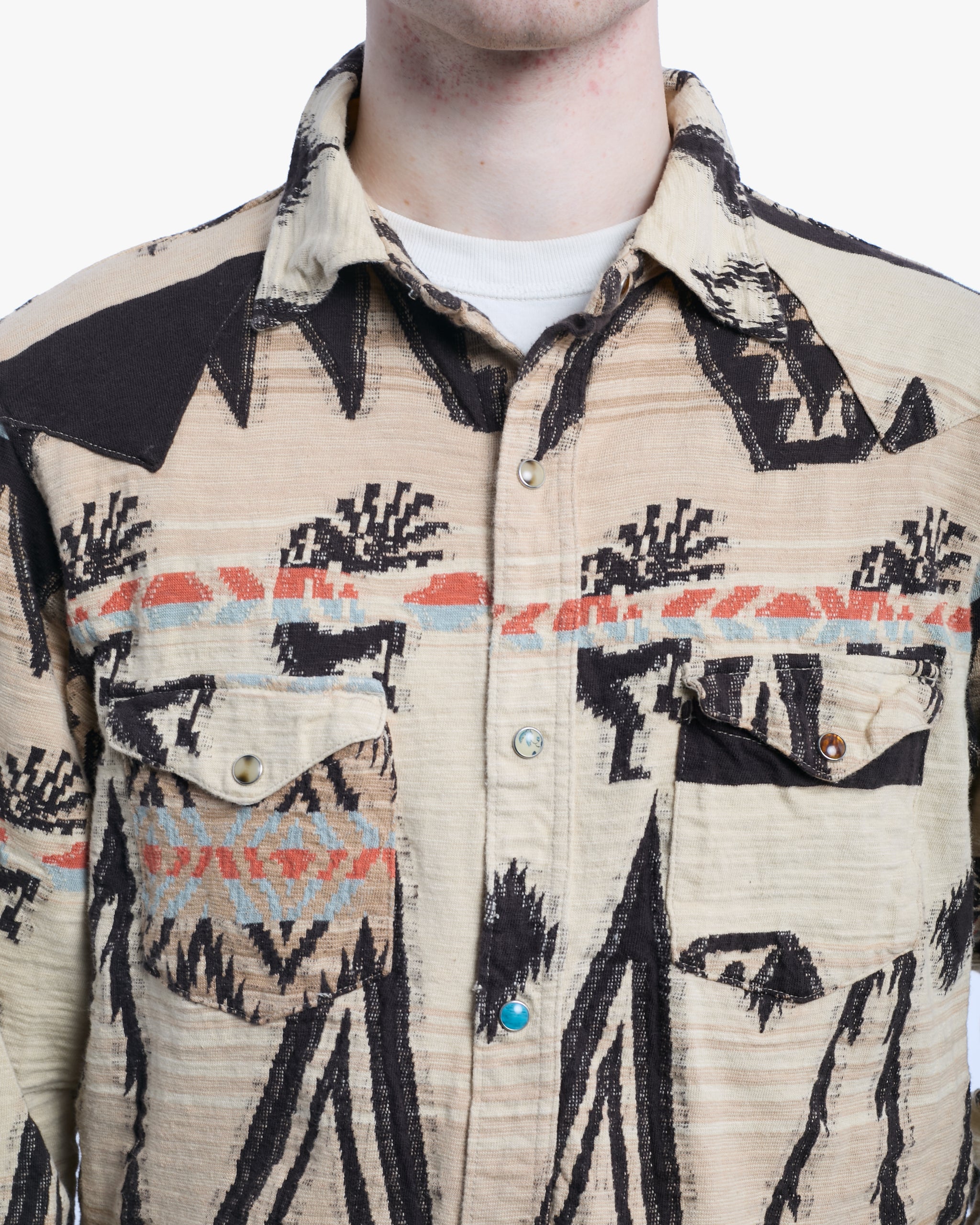 Japanese Repro Shirt, XL, Kapital, Cream with Geometric Details