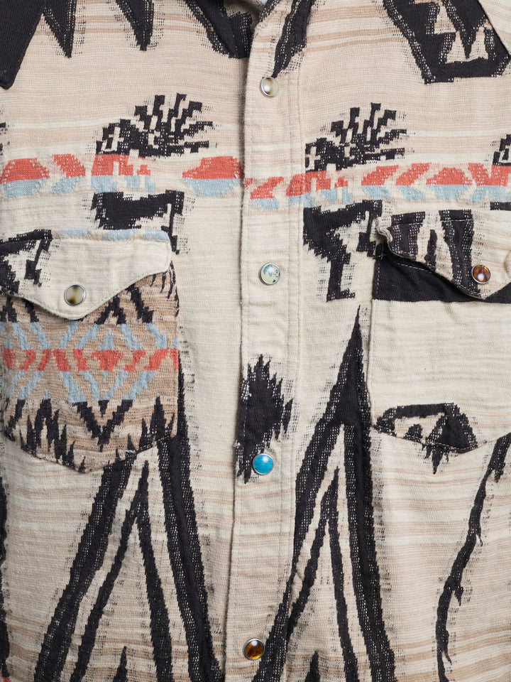 Japanese Repro Shirt, XL, Kapital, Cream with Geometric Details