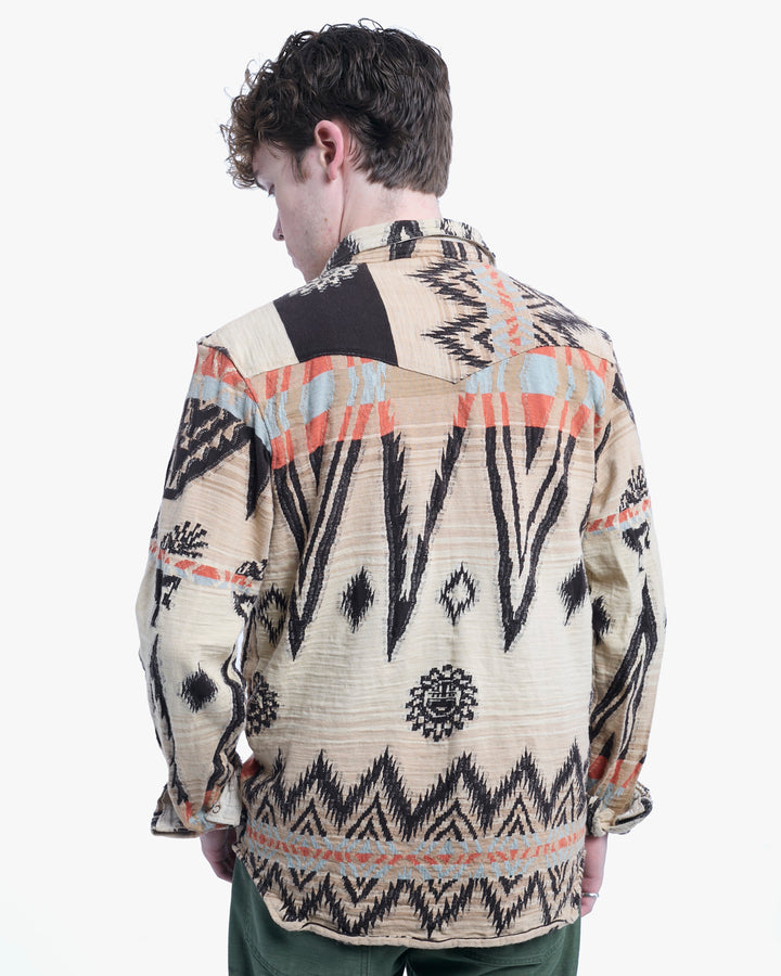 Japanese Repro Shirt, XL, Kapital, Cream with Geometric Details
