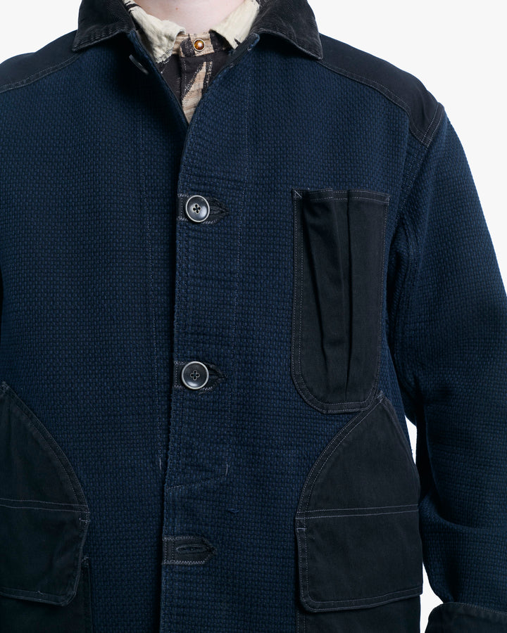 Japanese Repro Chore Coat, L, Kapital, Navy with Dark Denim Accents