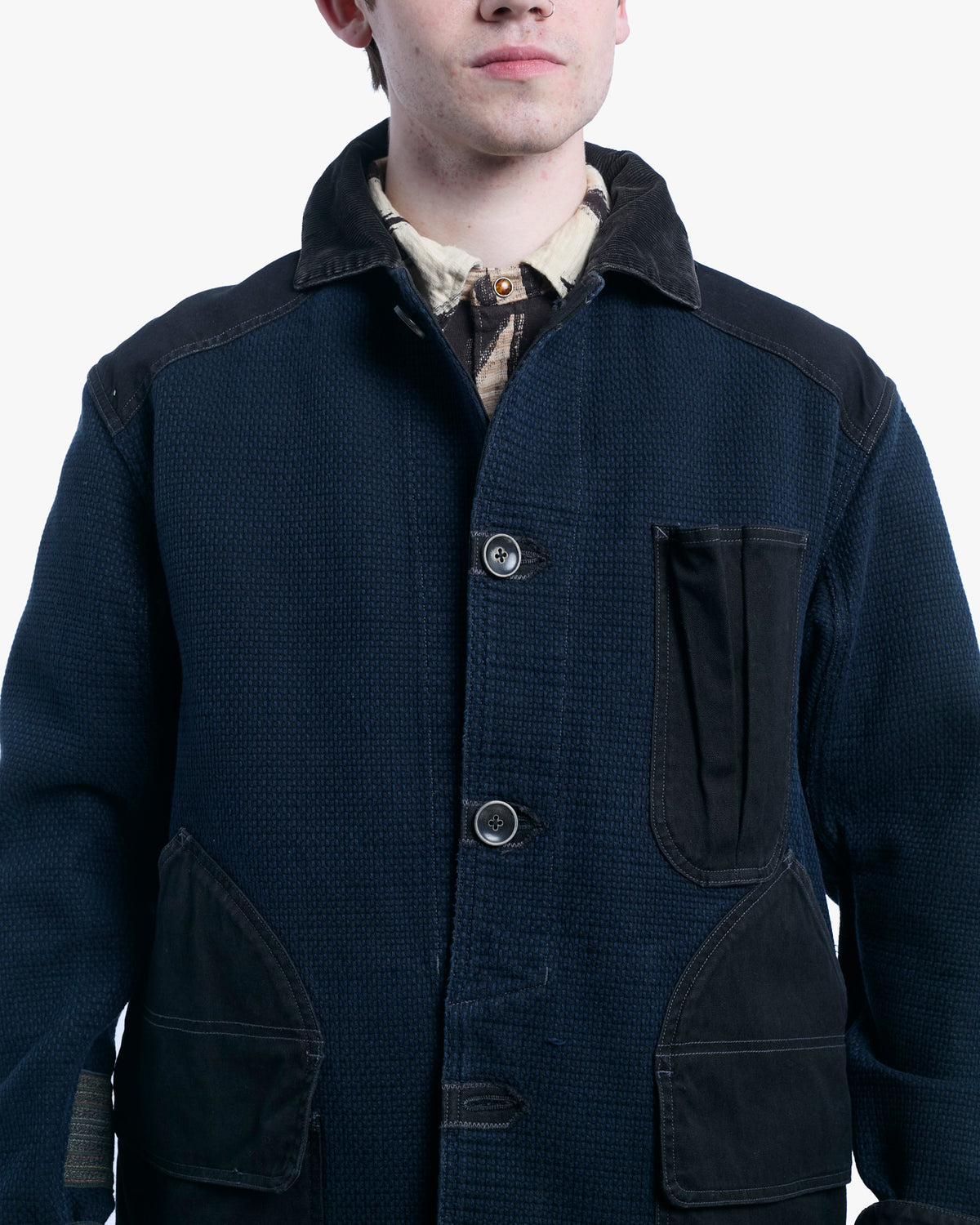 Japanese Repro Chore Coat, L, Kapital, Navy with Dark Denim Accents