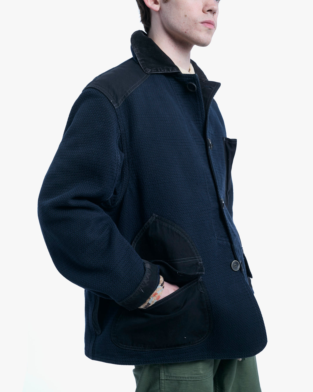 Japanese Repro Chore Coat, L, Kapital, Navy with Dark Denim Accents