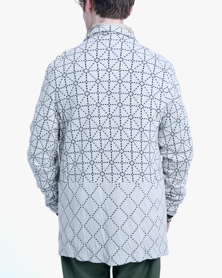 Japanese Repro Chore Coat, XL, Kapital, White with Black Geometric Pattern