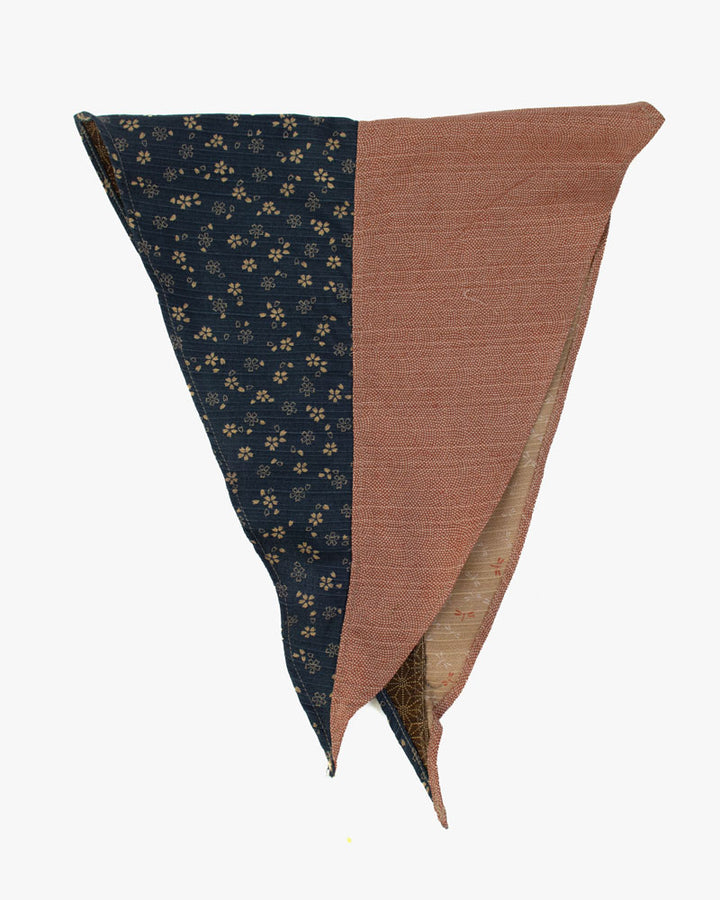 Kiriko Original Split Neckerchief, Blue Sakura and Beige Tonbo