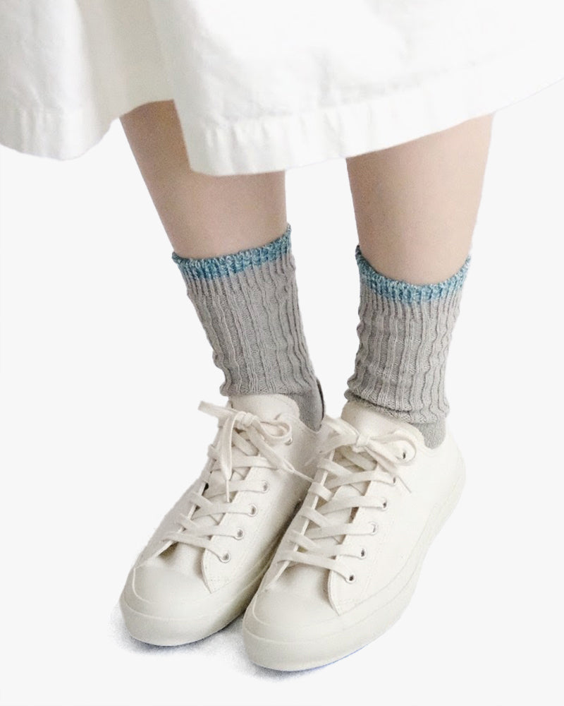 Knitwin, Crew Socks, Silk Cotton, Boston Light Gray