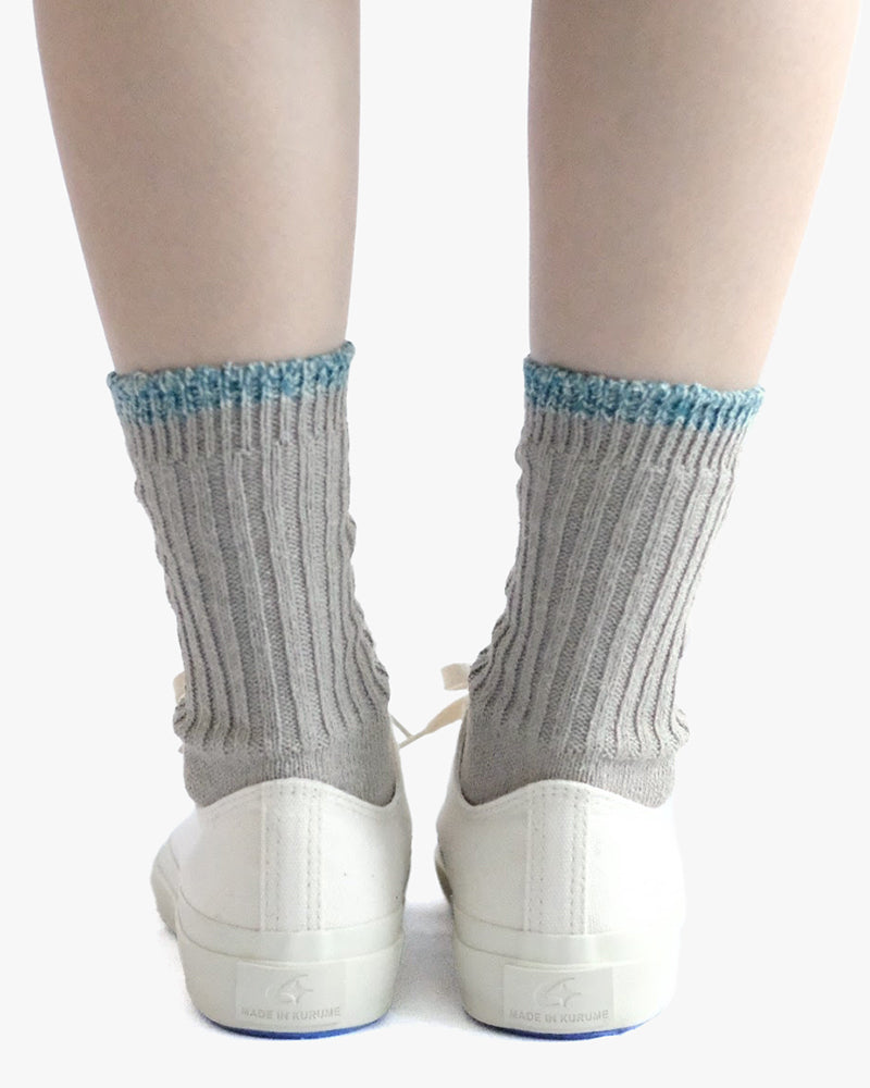 Knitwin, Crew Socks, Silk Cotton, Boston Light Gray