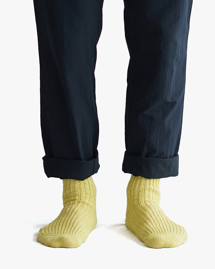Knitwin, Crew Socks, Hemp Cotton Ribbed, Boston Vintage Yellow