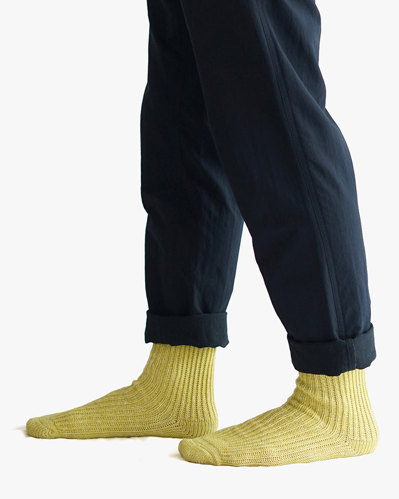 Knitwin, Crew Socks, Hemp Cotton Ribbed, Boston Vintage Yellow