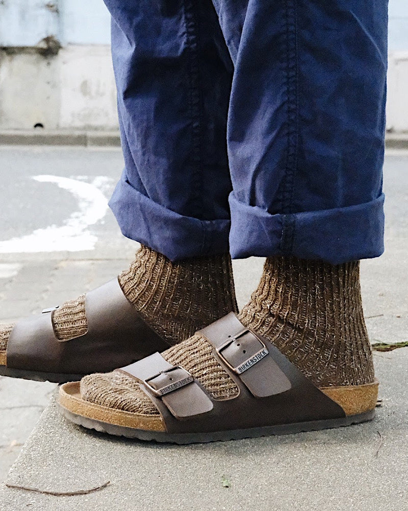 Knitwin, Crew Socks, Hemp Cotton Ribbed, Boston Khaki