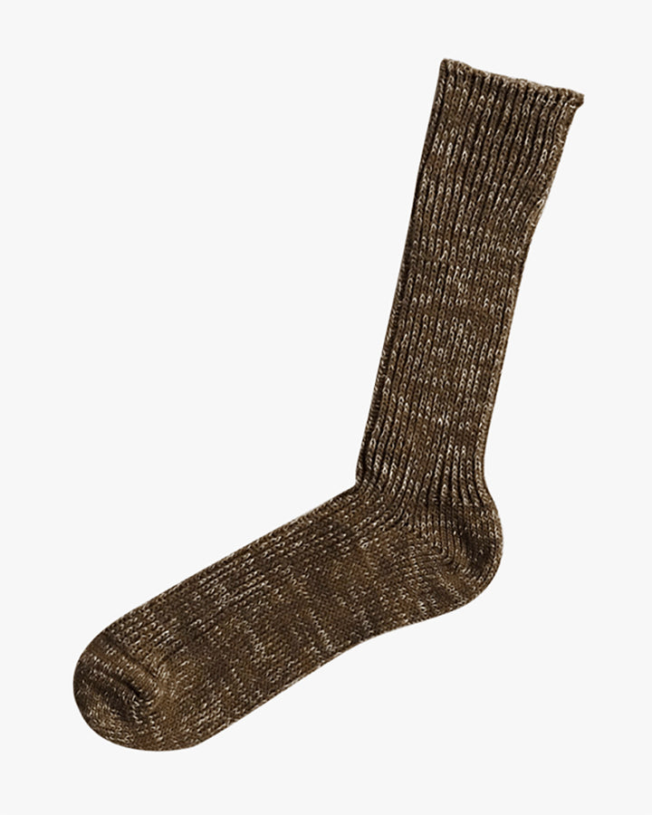 Knitwin, Crew Socks, Hemp Cotton Ribbed, Boston Khaki