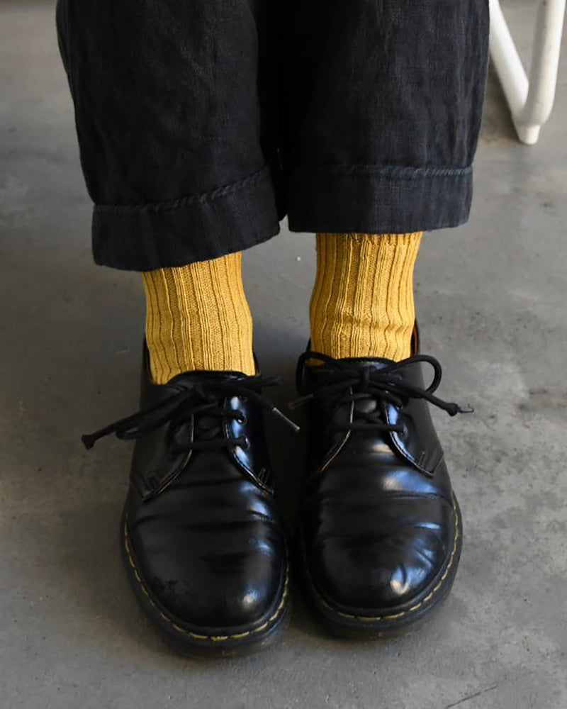 Knitwin, Crew Socks, Linen Ribbed, Praha Canary Yellow