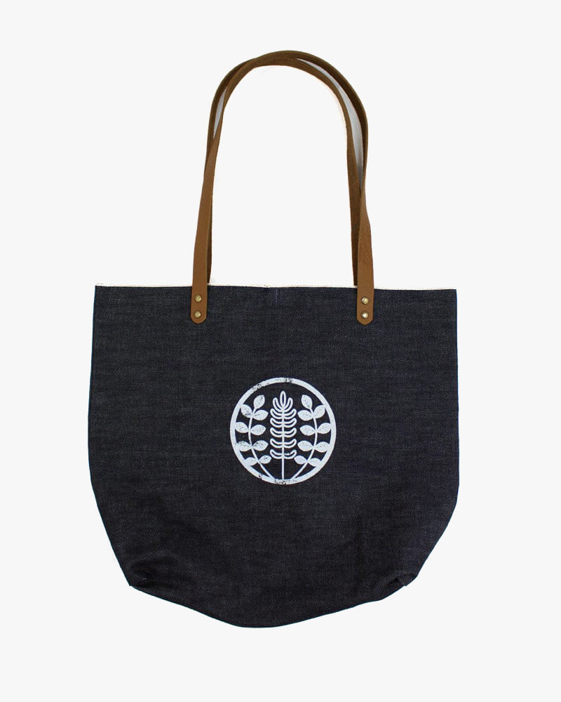 Kiriko Original Large Tote Bag, Selvedge Denim, Indigo Logo