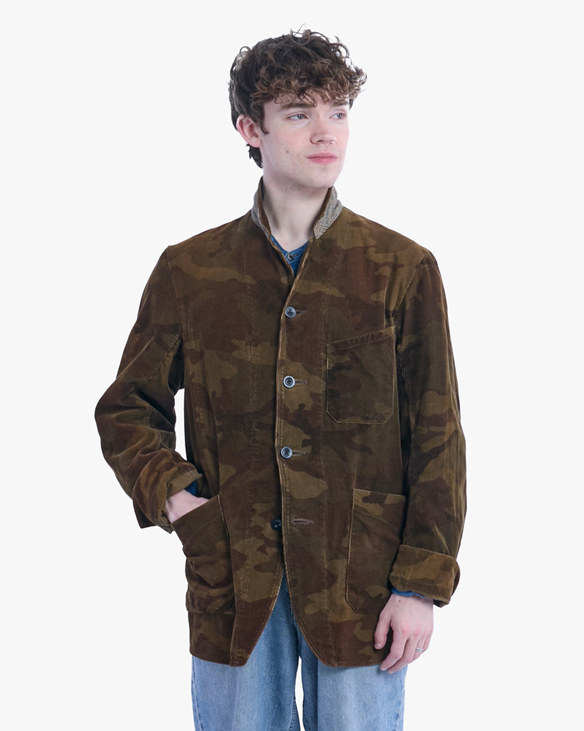Japanese Repro Chore Coat, L, Kapital, Brown Camoflauge Corduroy