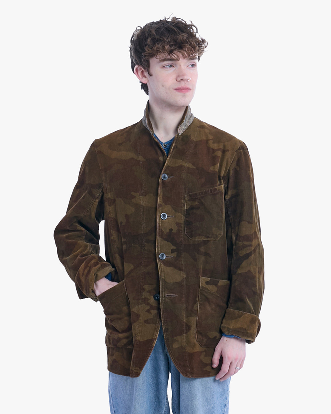 Japanese Repro Chore Coat, L, Kapital, Brown Camoflauge Corduroy