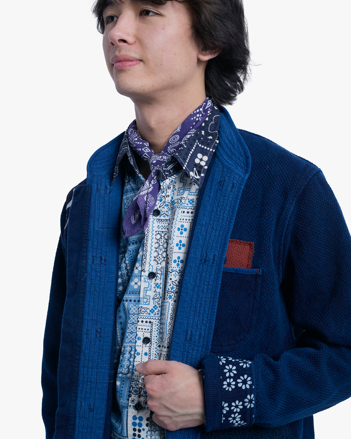Kiriko Custom Patched Sashiko Mandarin Collar Jacket