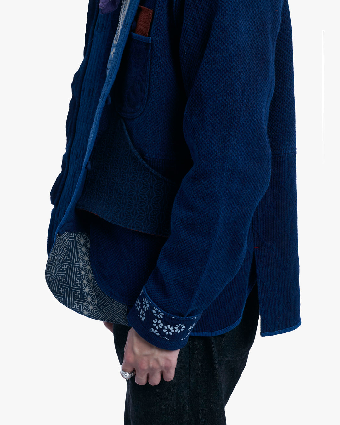 Kiriko Custom Patched Sashiko Mandarin Collar Jacket