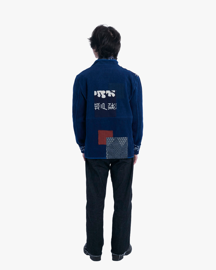 Kiriko Custom Patched Sashiko Mandarin Collar Jacket