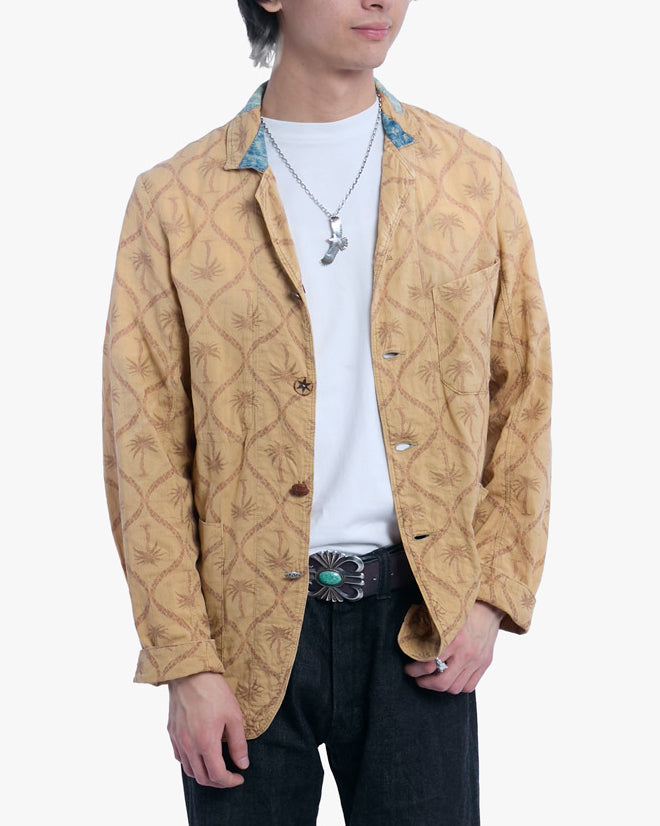 Japanese Repro Shirt, L, Kapital, Burnt Orange with Palm Trees
