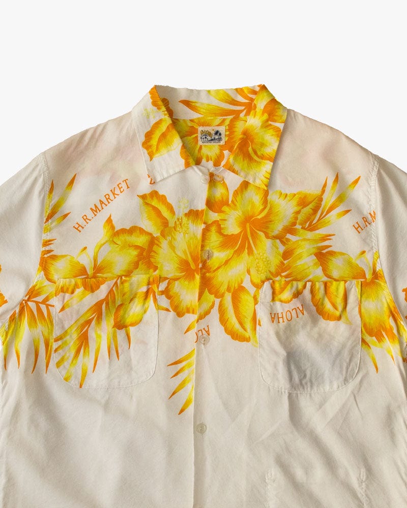 Japanese Repro Shirt, Aloha Short Sleeve, Seilin Brand, Orange Floral - S