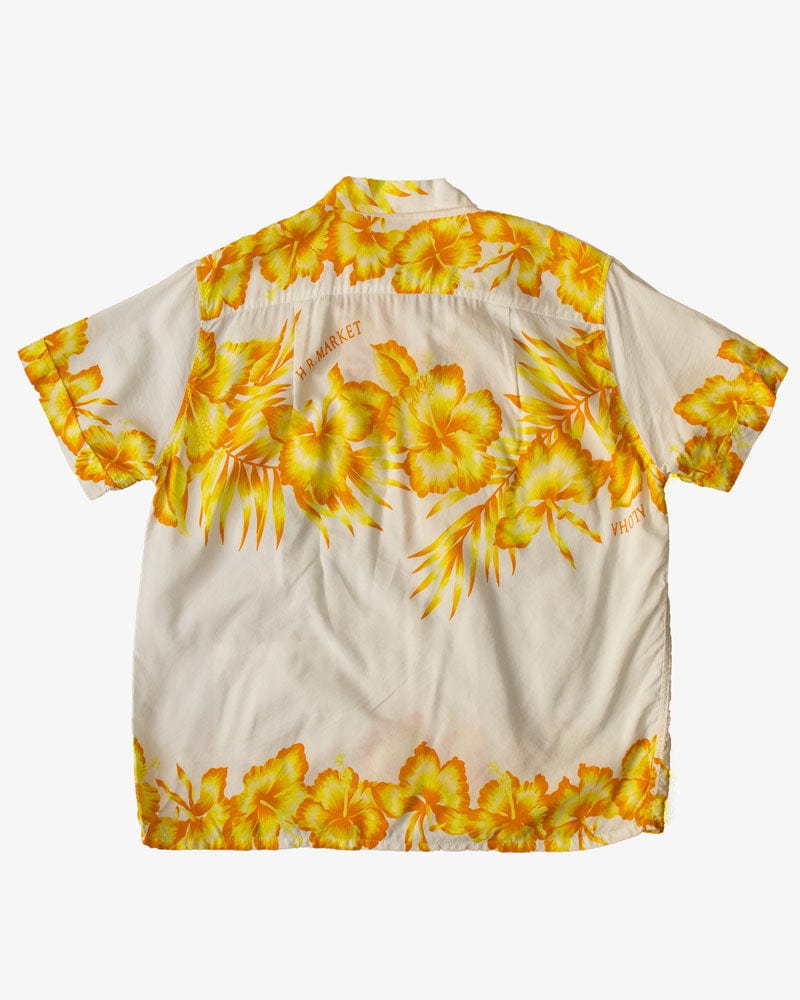 Japanese Repro Shirt, Aloha Short Sleeve, Seilin Brand, Orange Floral - S
