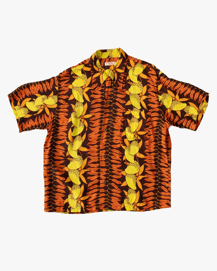 Japanese Repro Shirt, Aloha Short Sleeve, Sun Surf Brand, Orange and Yellow Floral - L