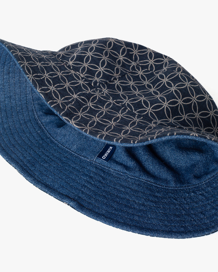 Kiriko Original Bucket Hat, Reversible, Shippou Denim