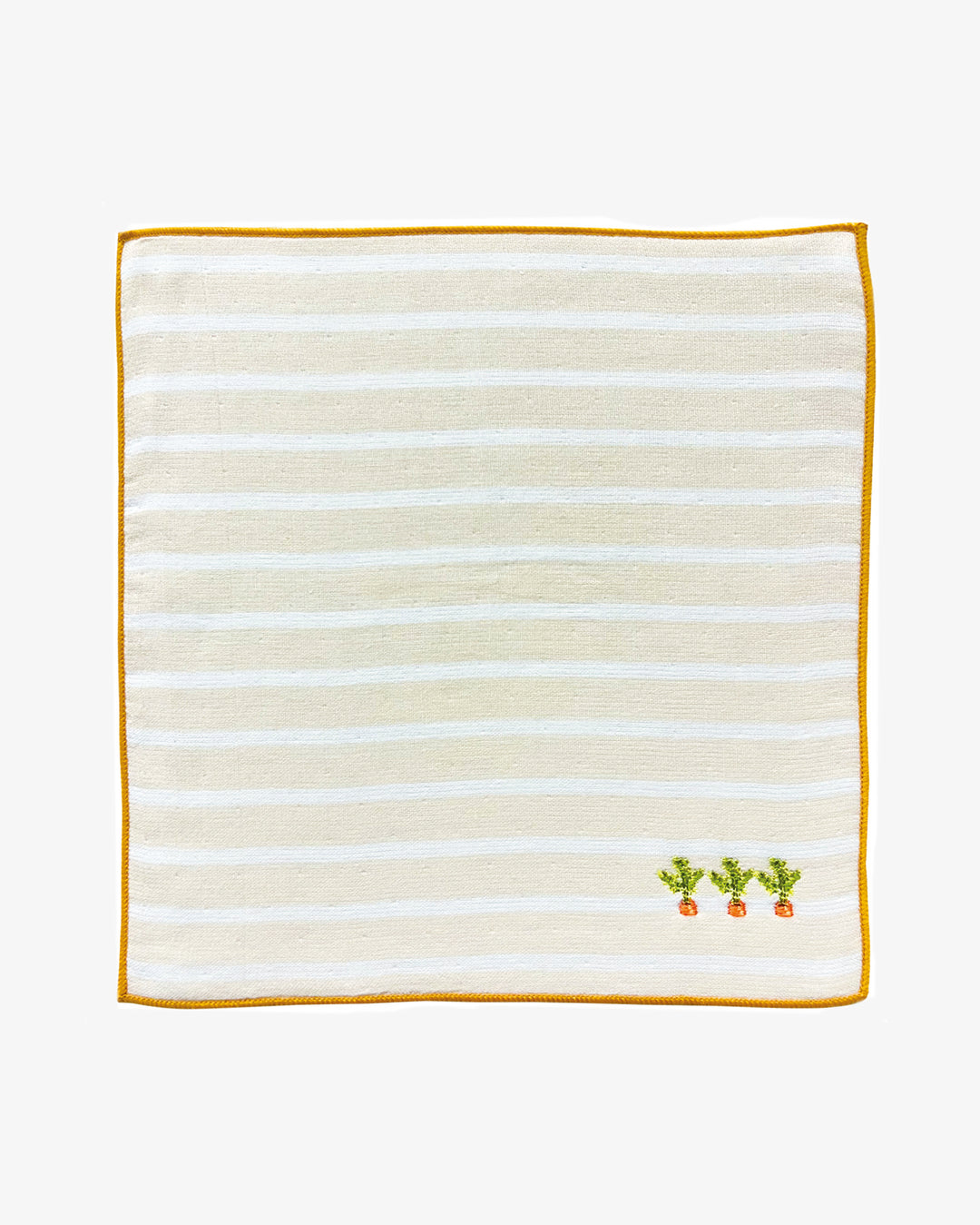 PrairieDog, Embroidered Gauze-Pile Handkerchief, Carrot Striped