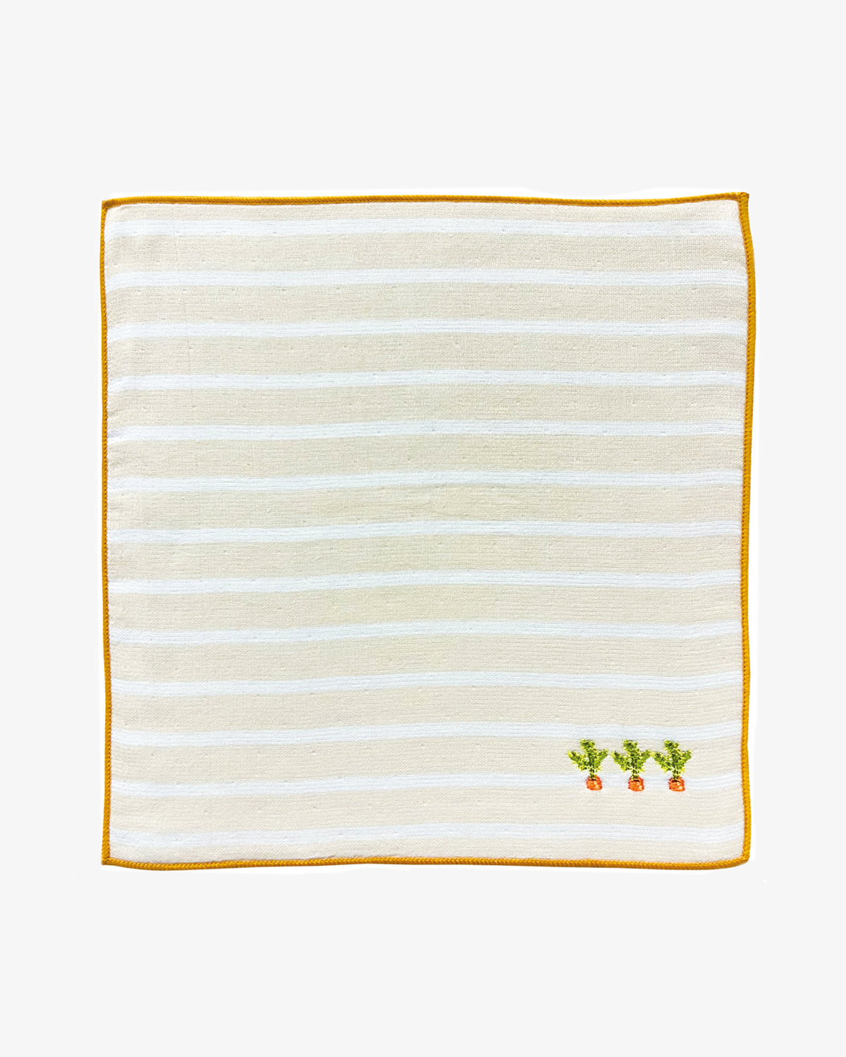PrairieDog, Embroidered Gauze-Pile Handkerchief, Carrot Striped