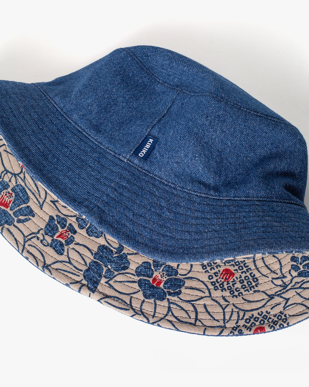 Kiriko Original Bucket Hat, Reversible, Cream Tsubaki Denim