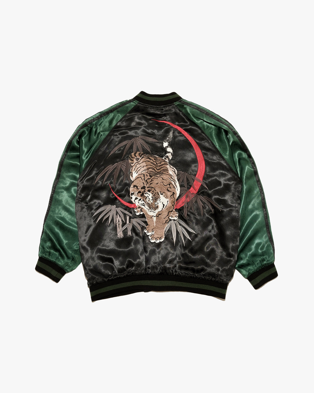 Japanese Repro Souvenir Jacket, Reversible, XL, Japanese Classic Script, Tigers on Black and Green