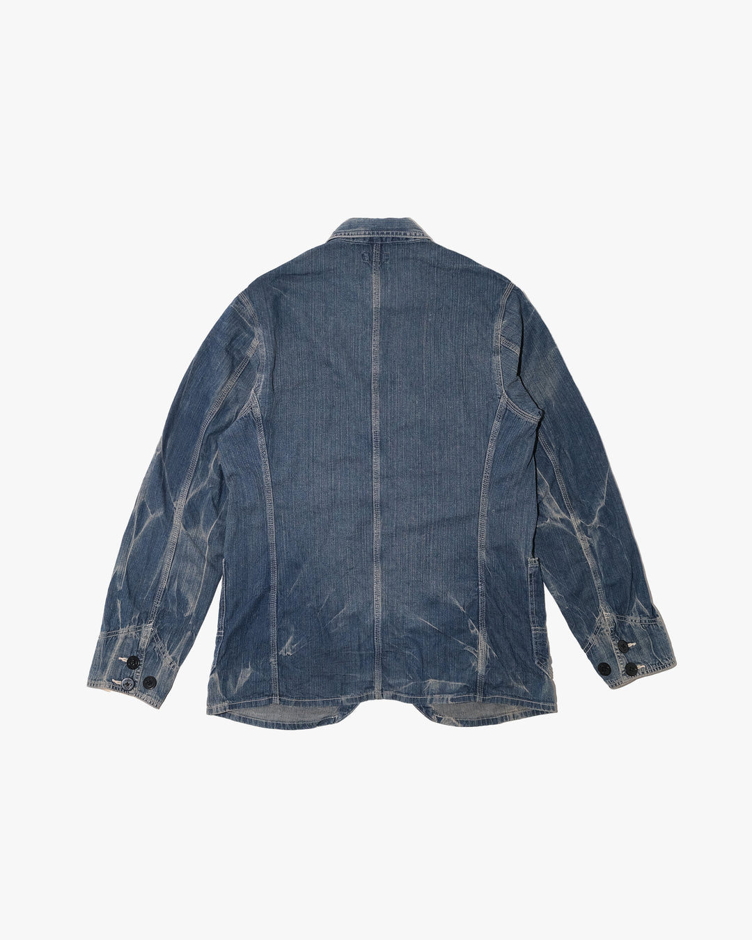 Japanese Repro Denim Jacket, L, Eternal, Faded Wash Blue with Bleached Details