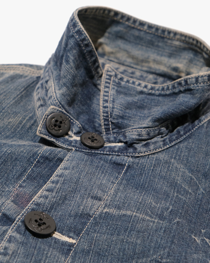 Japanese Repro Denim Jacket, L, Eternal, Faded Wash Blue with Bleached Details