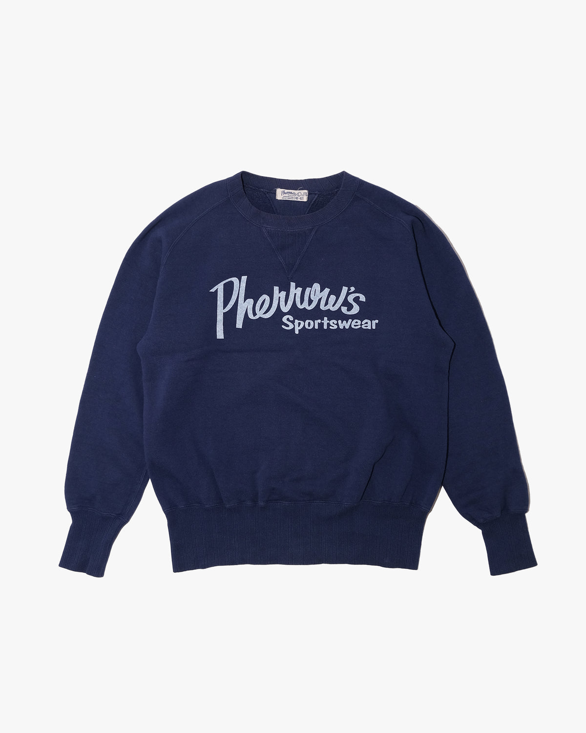 Japanese Repro Long-Sleeve Shirt, L, Pherrow's, Navy with Pherrow's Sportswear Logo