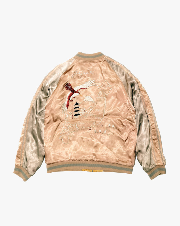 Japanese Repro Souvenir Jacket, Reversible, M, Japanese Classic Script, Mt. Fuji and Hawk on Gold
