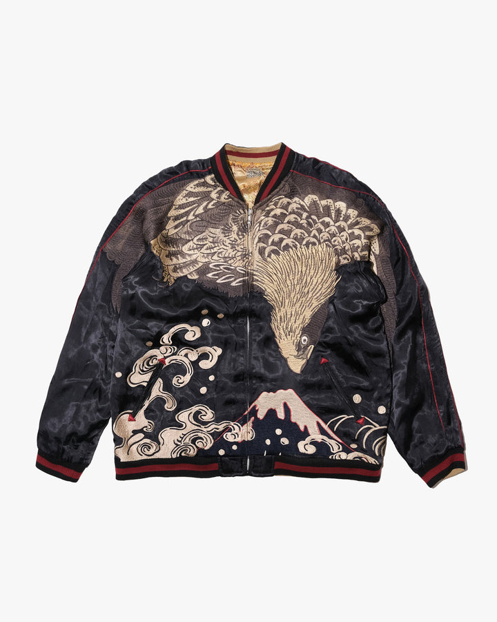 Japanese Repro Souvenir Jacket, Reversible, XL, Japanese Classic Script, Eagle with Gold and Black