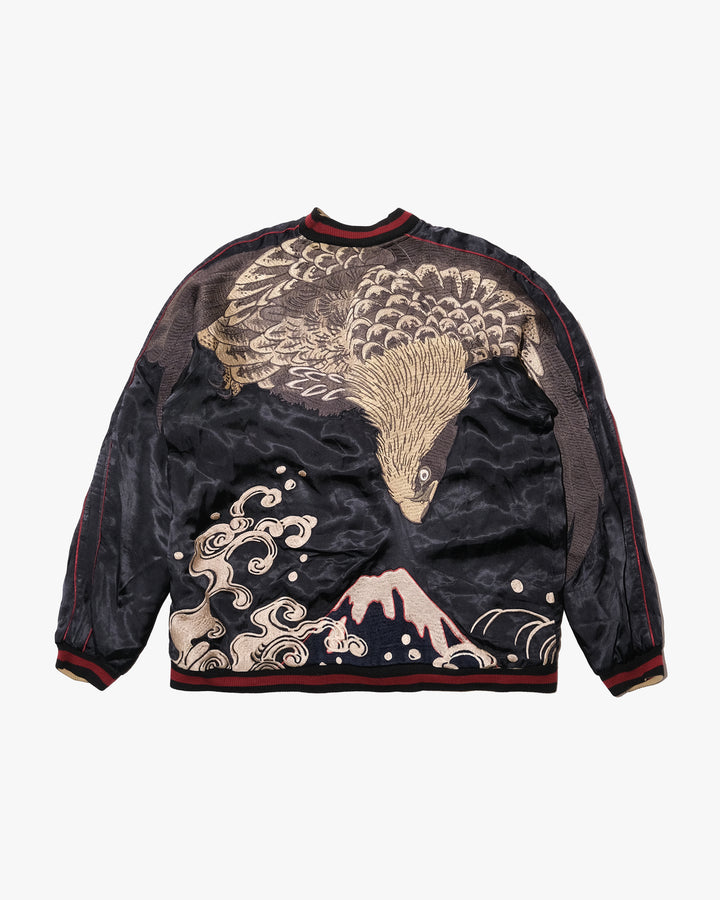 Japanese Repro Souvenir Jacket, Reversible, XL, Japanese Classic Script, Eagle with Gold and Black