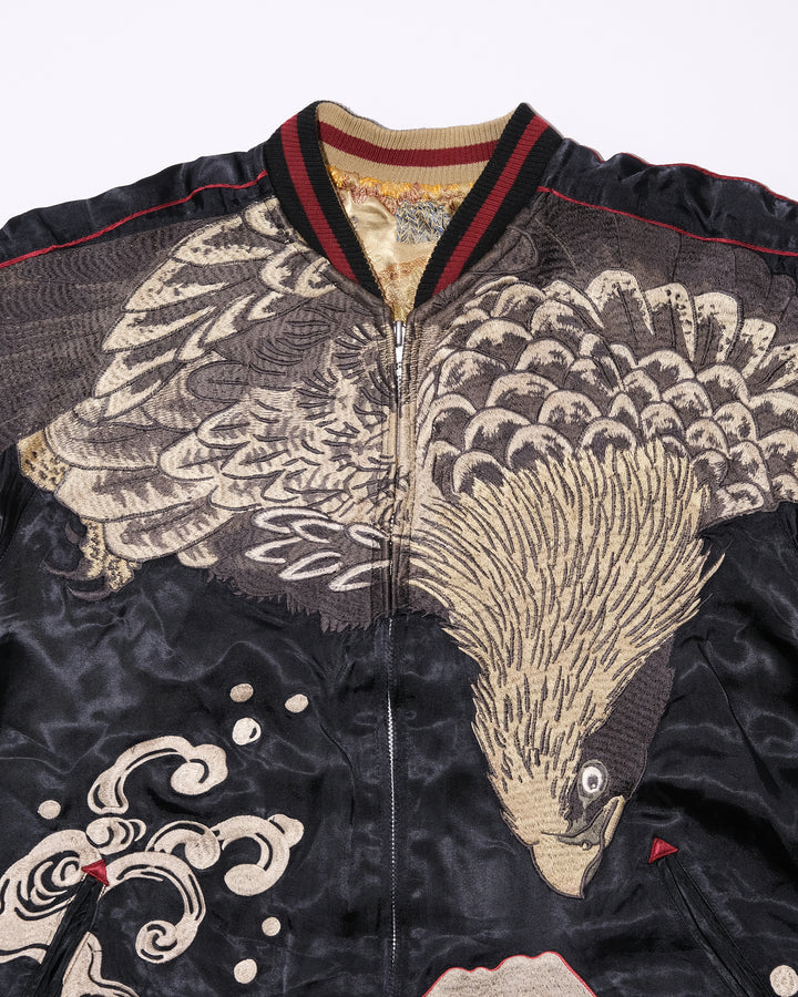 Japanese Repro Souvenir Jacket, Reversible, XL, Japanese Classic Script, Eagle with Gold and Black