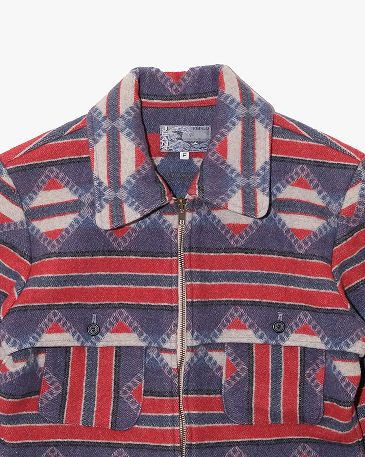 Japanese Repro Jacket, M, Kenzo, Red and Blue Geometric Print