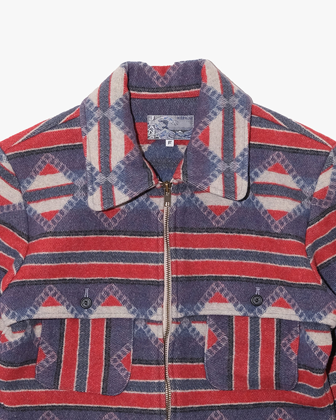 Japanese Repro Jacket, M, Kenzo, Red and Blue Geometric Print