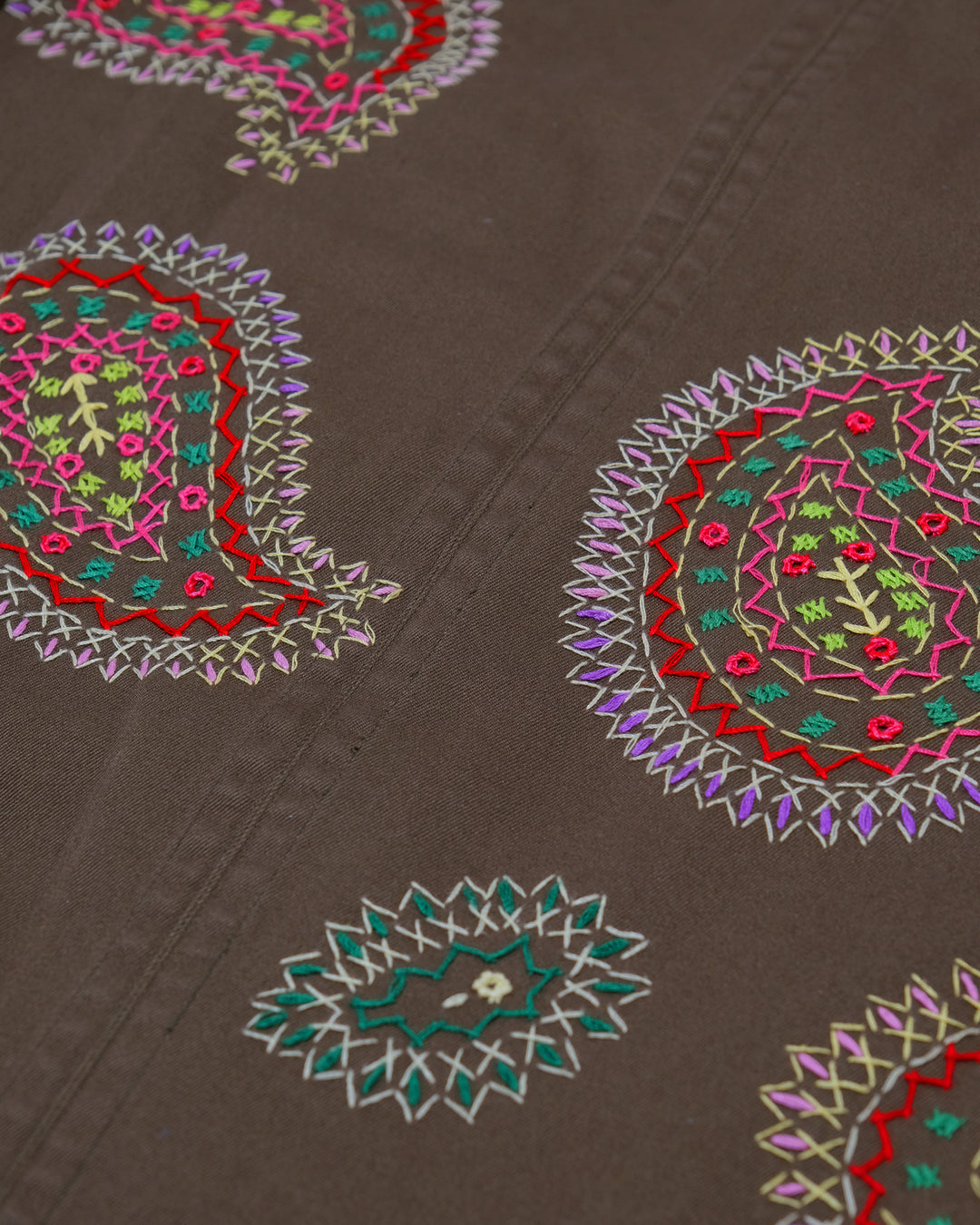 Japanese Repro Long-Sleeve Shirt, M, Paul Smith, Brown with Multicolor Embroidered Paisley